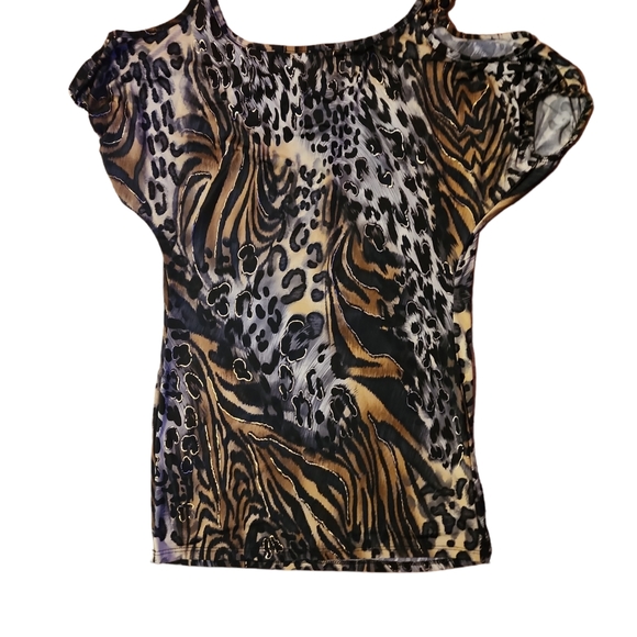 Lisa Paris multi color animal print cold shoulder with bead straps - Picture 4 of 5